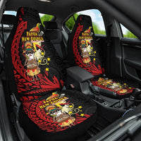 Papua New Guinea Christmas Car Seat Cover Funny Melanesian Santa with Bird-of-paradise Tribal Style LT03 One Size Black - Polynesian Pride