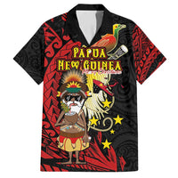 Papua New Guinea Christmas Family Matching Off Shoulder Short Dress and Hawaiian Shirt Funny Melanesian Santa with Bird-of-paradise Tribal Style LT03 Dad's Shirt - Short Sleeve Black - Polynesian Pride