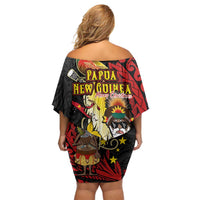 Papua New Guinea Christmas Family Matching Off Shoulder Short Dress and Hawaiian Shirt Funny Melanesian Santa with Bird-of-paradise Tribal Style LT03 - Polynesian Pride