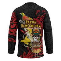 Papua New Guinea Christmas Hockey Jersey Funny Melanesian Santa with Bird-of-paradise Tribal Style LT03 - Polynesian Pride