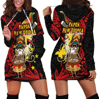 Papua New Guinea Christmas Hoodie Dress Funny Melanesian Santa with Bird-of-paradise Tribal Style LT03 - Polynesian Pride