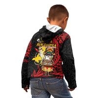 Papua New Guinea Christmas Kid Hoodie Funny Melanesian Santa with Bird-of-paradise Tribal Style LT03 - Polynesian Pride