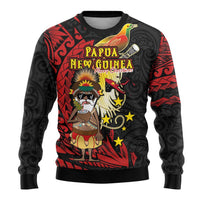 Papua New Guinea Christmas Ugly Christmas Sweater Funny Melanesian Santa with Bird-of-paradise Tribal Style LT03 - Polynesian Pride