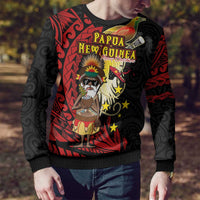 Papua New Guinea Christmas Ugly Christmas Sweater Funny Melanesian Santa with Bird-of-paradise Tribal Style LT03 - Polynesian Pride