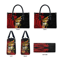 Papua New Guinea Christmas Leather Bag Funny Melanesian Santa with Bird-of-paradise Tribal Style LT03 - Polynesian Pride