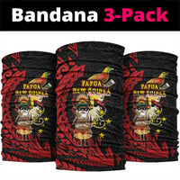Papua New Guinea Christmas Neck Gaiter Funny Melanesian Santa with Bird-of-paradise Tribal Style LT03 package One Size: 25*50cm Black - Polynesian Pride