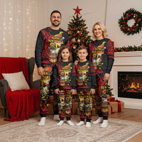 Papua New Guinea Christmas Pajama Set Funny Melanesian Santa with Bird-of-paradise Tribal Style LT03 - Polynesian Pride