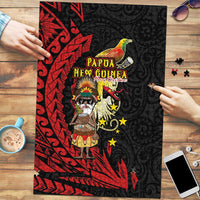 Papua New Guinea Christmas Puzzle Funny Melanesian Santa with Bird-of-paradise Tribal Style LT03 Black - Polynesian Pride