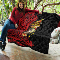 Papua New Guinea Christmas Quilt Funny Melanesian Santa with Bird-of-paradise Tribal Style LT03 - Polynesian Pride