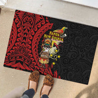 Papua New Guinea Christmas Rubber Doormat Funny Melanesian Santa with Bird-of-paradise Tribal Style LT03 - Polynesian Pride