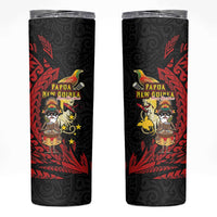 Papua New Guinea Christmas Skinny Tumbler Funny Melanesian Santa with Bird-of-paradise Tribal Style LT03 Black - Polynesian Pride
