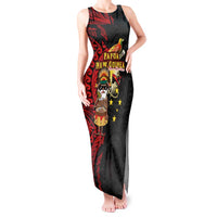 Papua New Guinea Christmas Tank Maxi Dress Funny Melanesian Santa with Bird-of-paradise Tribal Style LT03 Women Black - Polynesian Pride