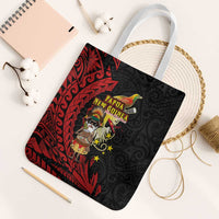 Papua New Guinea Christmas Tote Bag Funny Melanesian Santa with Bird-of-paradise Tribal Style LT03 White Strap One Size Black - Polynesian Pride