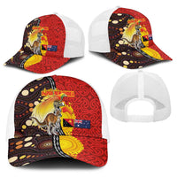 Australia and Papua New Guinea Together Baseball Net Cap Bird-of-paradise and Kangaroo with Oro Tapa and Aboriginal Art Motifs LT03 - Polynesian Pride