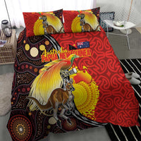 Australia and Papua New Guinea Together Bedding Set Bird-of-paradise and Kangaroo with Oro Tapa and Aboriginal Art Motifs LT03 - Polynesian Pride