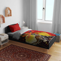 Australia and Papua New Guinea Together Bedding Set Bird-of-paradise and Kangaroo with Oro Tapa and Aboriginal Art Motifs LT03 - Polynesian Pride