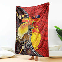 Australia and Papua New Guinea Together Blanket Bird-of-paradise and Kangaroo with Oro Tapa and Aboriginal Art Motifs LT03 - Polynesian Pride