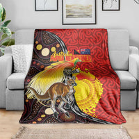 Australia and Papua New Guinea Together Blanket Bird-of-paradise and Kangaroo with Oro Tapa and Aboriginal Art Motifs LT03 - Polynesian Pride