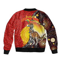 Australia and Papua New Guinea Together Bomber Jacket Bird-of-paradise and Kangaroo with Oro Tapa and Aboriginal Art Motifs LT03 - Polynesian Pride
