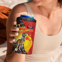 Australia and Papua New Guinea Together 4 in 1 Can Cooler Tumbler Bird-of-paradise and Kangaroo with Oro Tapa and Aboriginal Art Motifs LT03 - Polynesian Pride