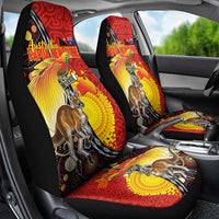 Australia and Papua New Guinea Together Car Seat Cover Bird-of-paradise and Kangaroo with Oro Tapa and Aboriginal Art Motifs LT03 - Polynesian Pride