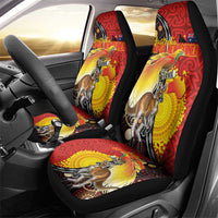 Australia and Papua New Guinea Together Car Seat Cover Bird-of-paradise and Kangaroo with Oro Tapa and Aboriginal Art Motifs LT03 - Polynesian Pride