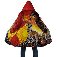 Australia and Papua New Guinea Together Cloak Bird-of-paradise and Kangaroo with Oro Tapa and Aboriginal Art Motifs LT03 Unisex Black - Polynesian Pride