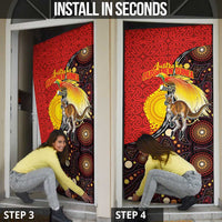 Australia and Papua New Guinea Together Door Cover Bird-of-paradise and Kangaroo with Oro Tapa and Aboriginal Art Motifs LT03 - Polynesian Pride