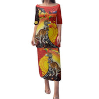 Australia and Papua New Guinea Together Family Matching Puletasi and Hawaiian Shirt Bird-of-paradise and Kangaroo with Oro Tapa and Aboriginal Art Motifs - Polynesian Pride