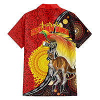 Australia and Papua New Guinea Together Family Matching Summer Maxi Dress and Hawaiian Shirt Bird-of-paradise and Kangaroo with Oro Tapa and Aboriginal Art Motifs - Polynesian Pride