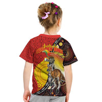 Australia and Papua New Guinea Together Kid T Shirt Bird-of-paradise and Kangaroo with Oro Tapa and Aboriginal Art Motifs LT03 - Polynesian Pride
