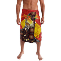 Australia and Papua New Guinea Together Lavalava Bird-of-paradise and Kangaroo with Oro Tapa and Aboriginal Art Motifs LT03 Black - Polynesian Pride