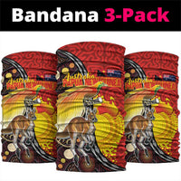 Australia and Papua New Guinea Together Neck Gaiter Bird-of-paradise and Kangaroo with Oro Tapa and Aboriginal Art Motifs LT03 package One Size: 25*50cm Black - Polynesian Pride