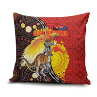 Australia and Papua New Guinea Together Pillow Cover Bird-of-paradise and Kangaroo with Oro Tapa and Aboriginal Art Motifs LT03 Black - Polynesian Pride