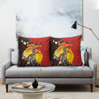 Australia and Papua New Guinea Together Pillow Cover Bird-of-paradise and Kangaroo with Oro Tapa and Aboriginal Art Motifs LT03 - Polynesian Pride