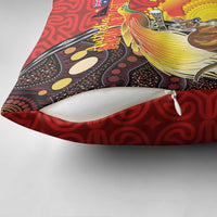 Australia and Papua New Guinea Together Pillow Cover Bird-of-paradise and Kangaroo with Oro Tapa and Aboriginal Art Motifs LT03 - Polynesian Pride