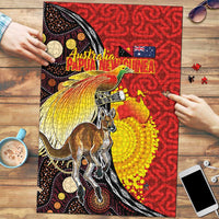 Australia and Papua New Guinea Together Puzzle Bird-of-paradise and Kangaroo with Oro Tapa and Aboriginal Art Motifs LT03 Black - Polynesian Pride