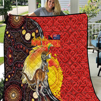 Australia and Papua New Guinea Together Quilt Bird-of-paradise and Kangaroo with Oro Tapa and Aboriginal Art Motifs LT03 Black - Polynesian Pride