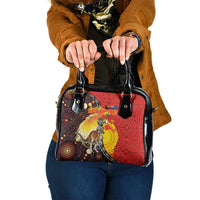 Australia and Papua New Guinea Together Shoulder Handbag Bird-of-paradise and Kangaroo with Oro Tapa and Aboriginal Art Motifs LT03 One Size Black - Polynesian Pride