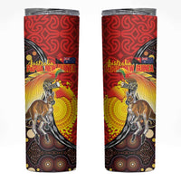 Australia and Papua New Guinea Together Skinny Tumbler Bird-of-paradise and Kangaroo with Oro Tapa and Aboriginal Art Motifs LT03 Black - Polynesian Pride