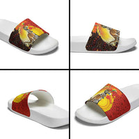Australia and Papua New Guinea Together Slide Sandals Bird-of-paradise and Kangaroo with Oro Tapa and Aboriginal Art Motifs LT03 - Polynesian Pride