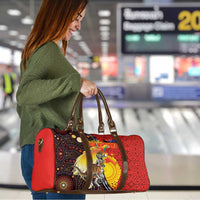 Australia and Papua New Guinea Together Travel Bag Bird-of-paradise and Kangaroo with Oro Tapa and Aboriginal Art Motifs LT03 - Polynesian Pride