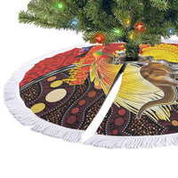 Australia and Papua New Guinea Together Tree Skirt Bird-of-paradise and Kangaroo with Oro Tapa and Aboriginal Art Motifs LT03 - Polynesian Pride