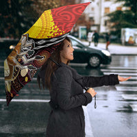 Australia and Papua New Guinea Together Umbrella Bird-of-paradise and Kangaroo with Oro Tapa and Aboriginal Art Motifs LT03 - Polynesian Pride