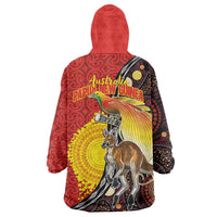 Australia and Papua New Guinea Together Wearable Blanket Hoodie Bird-of-paradise and Kangaroo with Oro Tapa and Aboriginal Art Motifs LT03 - Polynesian Pride