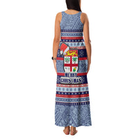 Fiji Christmas Family Matching Tank Maxi Dress and Hawaiian Shirt Fijian Santa and Coat of Arms Mix Tapa Pattern Striped Style LT03 - Polynesian Pride