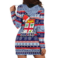 Custom Fiji Christmas Hoodie Dress Fijian Santa and Coat of Arms Mix Tapa Pattern Striped Style LT03 - Polynesian Pride
