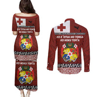 Tongan Culture Couples Matching Puletasi and Long Sleeve Button Shirt Ngatu Art Tattoo and Emblem of Tonga LT03 - Polynesian Pride