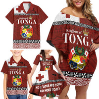 Tongan Culture Family Matching Off Shoulder Short Dress and Hawaiian Shirt Ngatu Art Tattoo and Emblem of Tonga LT03 - Polynesian Pride