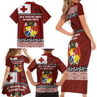 Tongan Culture Family Matching Short Sleeve Bodycon Dress and Hawaiian Shirt Ngatu Art Tattoo and Emblem of Tonga LT03 - Polynesian Pride